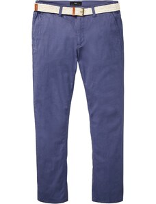 bonprix Strečové chino kalhoty Regular Fit z kolekce Speciální střih, s páskem, Straight Modrá