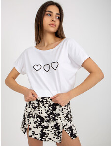 Fashionhunters Černobílé dámské tričko s potiskem Amor RUE PARIS