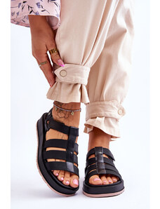 Dámske ekologické sandále na suchý zips v čiernej farbe ZAXY