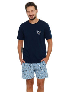 DN Nightwear Pánské pyžamo Stay positive tmavě modré