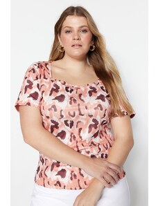 Trendyol Curve Plus Size Blouse - Brown - Fitted