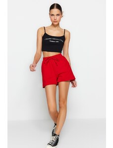 Trendyol Red Pocket Detailed High Waist Knitted Shorts