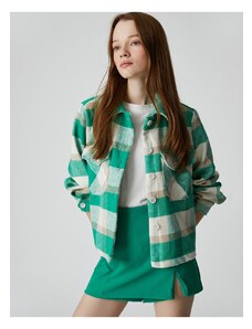 Koton Lumberjack Shirt Jacket Dlouhý rukáv Knoflíková kapsa Detailní