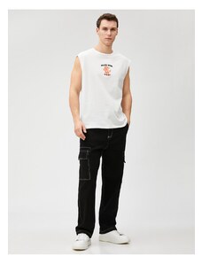 Koton Dálný východ vyšívané tričko bez rukávů bavlna