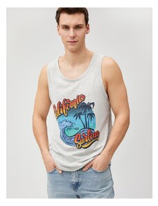 Koton Summer Themed Sleeveless T-Shirt Printed Crew Neck