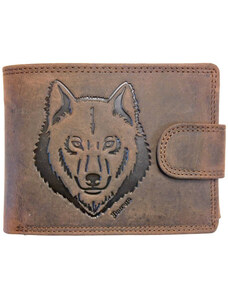 Kožená peněženka hnědý vlk