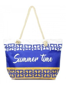 Jordan Collection Modrá plážová taška Summer Time s řeckým vzorem