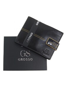 Čokoládově hnědá pánská kožená peněženka RFID se zápinkou v krabičce GROSSO