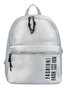 Turbo bags Trendový dámský koženkový batoh s potiskem Lia, stříbrný