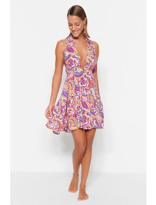 Trendyol Abstract Patterned Mini Woven Backless Beach Dress
