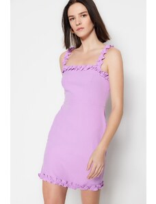 Trendyol Lilac Fitted Mini Woven Ruffled Woven Dress