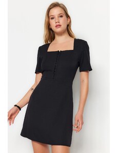 Trendyol Černá Hranatý výstřih A/Bell Form Mini tkané šaty