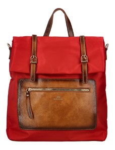 MINISSIMI Městský dámský látkový batoh s kapsou na přední straně Kata, červený