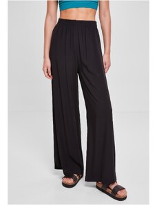 UC Ladies Dámské široké viskózové kalhoty černé barvy