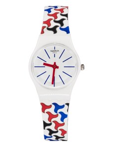 Dámské hodinky SWATCH s bílým páskem v barevném designu Planet Shop
