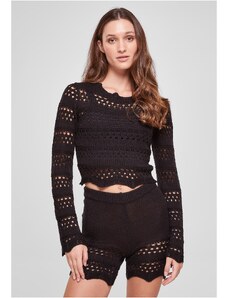 UC Ladies Dámský háčkovaný pletený svetr černý