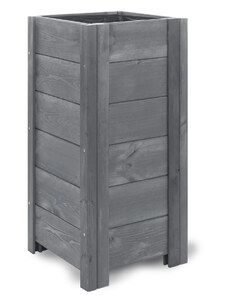 Vysoký zahradní dřevěný truhlík čtvercový - šedý, 39 x39 x 79 cm