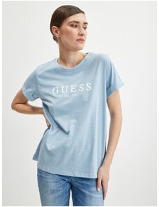 Světle modré dámské tričko Guess 1981 - Dámské