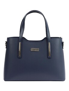 Kožená kufříková kabelka MiaMore 01-035 modrá