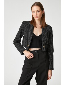 Koton Crop Blazer Jacket Button Detailed