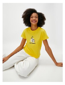 Koton Slogan Printed T-Shirt Short Sleeved Crew Neck Cotton