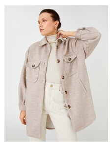 Koton Oversized Jacket Košilový límec s kapsami a knoflíky