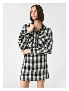 Koton Checkered Jacket with Pockets