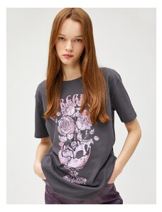 Koton Oversized Printed T-Shirt Crew Neck Short Sleeve Cotton