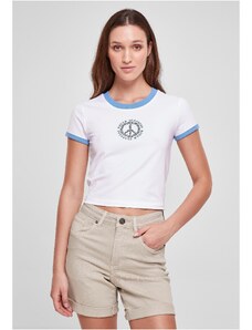 UC Ladies Dámský strečový dres Cropped Tee bílá/horizontálně modrá