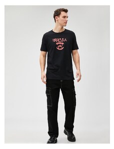 Koton T-Shirt with a Dracula Print Crew Neck Short Sleeves