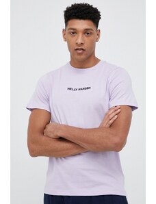 Bavlněné tričko Helly Hansen fialová barva, 53936-697