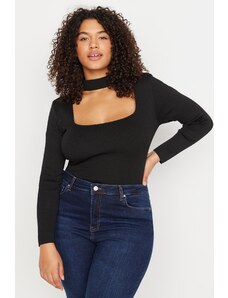 Trendyol Curve Black Collar Detailed Knitted Blouse