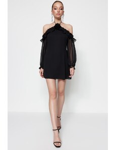 Trendyol Black Lined Chiffon Evening Dress