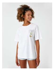 Koton Tweety Licensed T-Shirt. Oversized Crew Neck Short Sleeved. Back Printed.