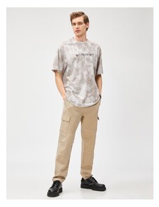Koton Oversize T-Shirt Slogan Abstract Printed Crew Neck Short Sleeve Cotton