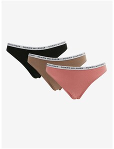 Tommy Hilfiger Sada tří dámských kalhotek v růžové, hnědé a černé barvě Tommy Hilfi - Dámské