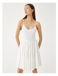 Koton Mini šaty háčkované s detailním popruhem u krku