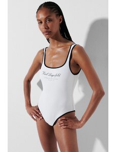 Karl Lagerfeld Smetanové celé plavky Hotel Karl Swimsuit