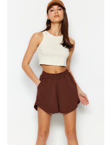 Trendyol Dark Brown High Waist Shorts