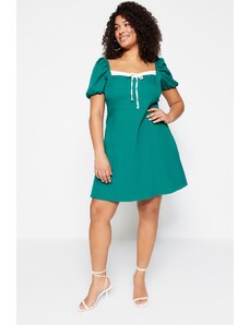 Trendyol Curve Green Woven Collar Detailed Dress