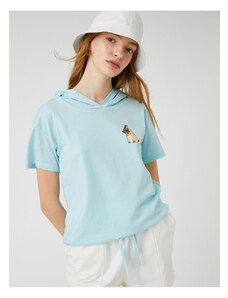 Koton Hoodie T-Shirt Dog Print Cotton Short Sleeves