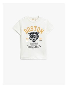 Koton Tiger Printed Short Sleeve T-Shirt Crew Neck Cotton