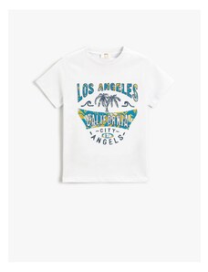 Koton Los Angeles Printed Short Sleeve T-Shirt. Crewneck Cotton.