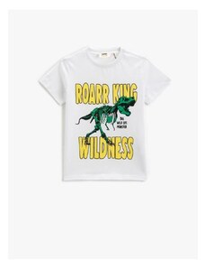 Koton Dinosaur Print T-Shirt Short Sleeved Crew Neck Cotton