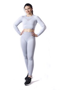Elated Long Sleeve Crop Top Sexy Back – Baby Blue - e-book Buď fit