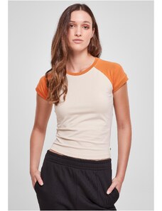 UC Ladies Dámské organické strečové krátké retro baseballové tričko softseagrass/starorange
