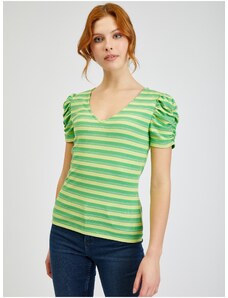 Orsay Žluto-zelené dámské pruhované tričko - Dámské