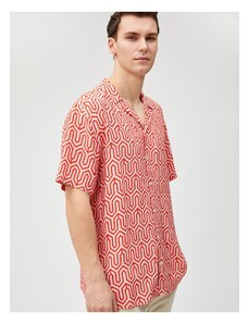 Koton Short Sleeve Shirt Geometric Print Turndown Collar