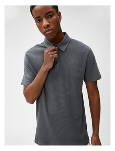 Koton Polo Neck tričko s texturovanými knoflíky Slim Fit Krátký rukáv