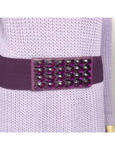 Made in Italy Dámský elastický pásek / opasek na gumu - tmavě fialový
